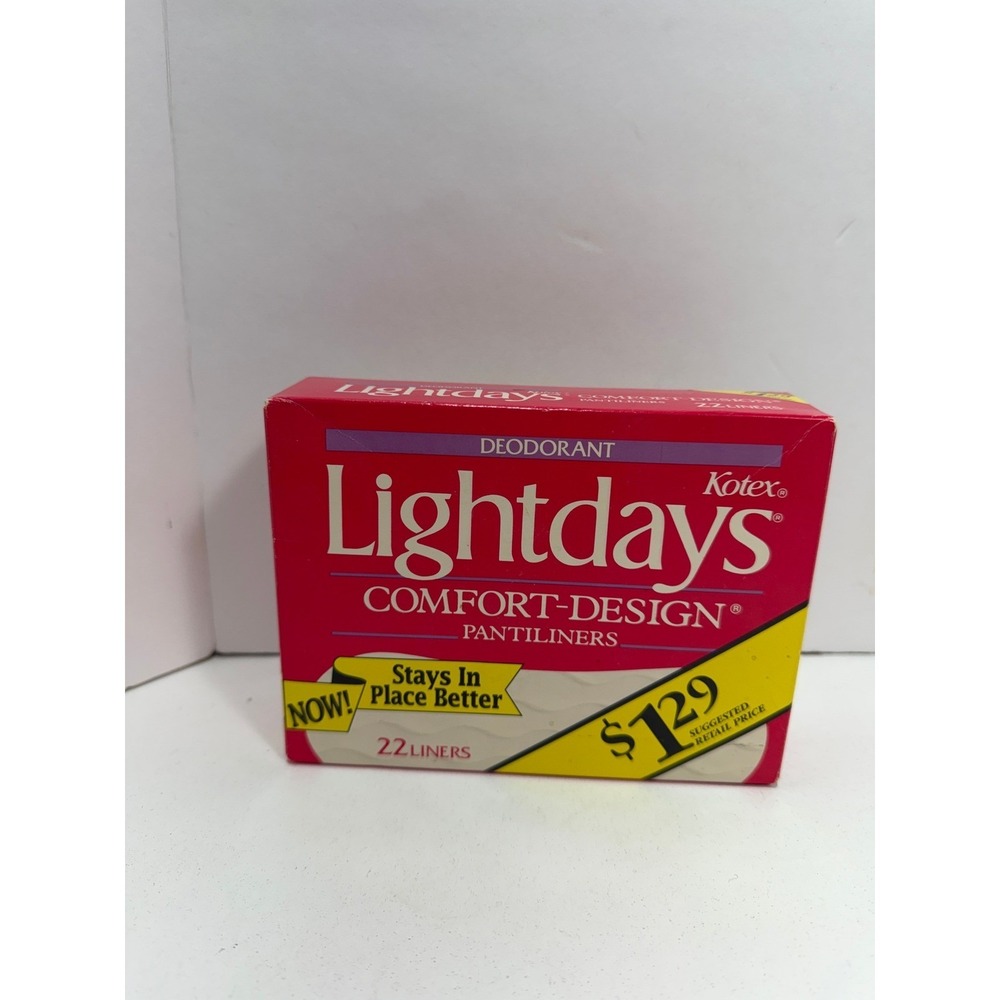 Vintage Kotex Lightdays Deodorant Pantiliners 22 Count Comfort Design‎ 1983 Box